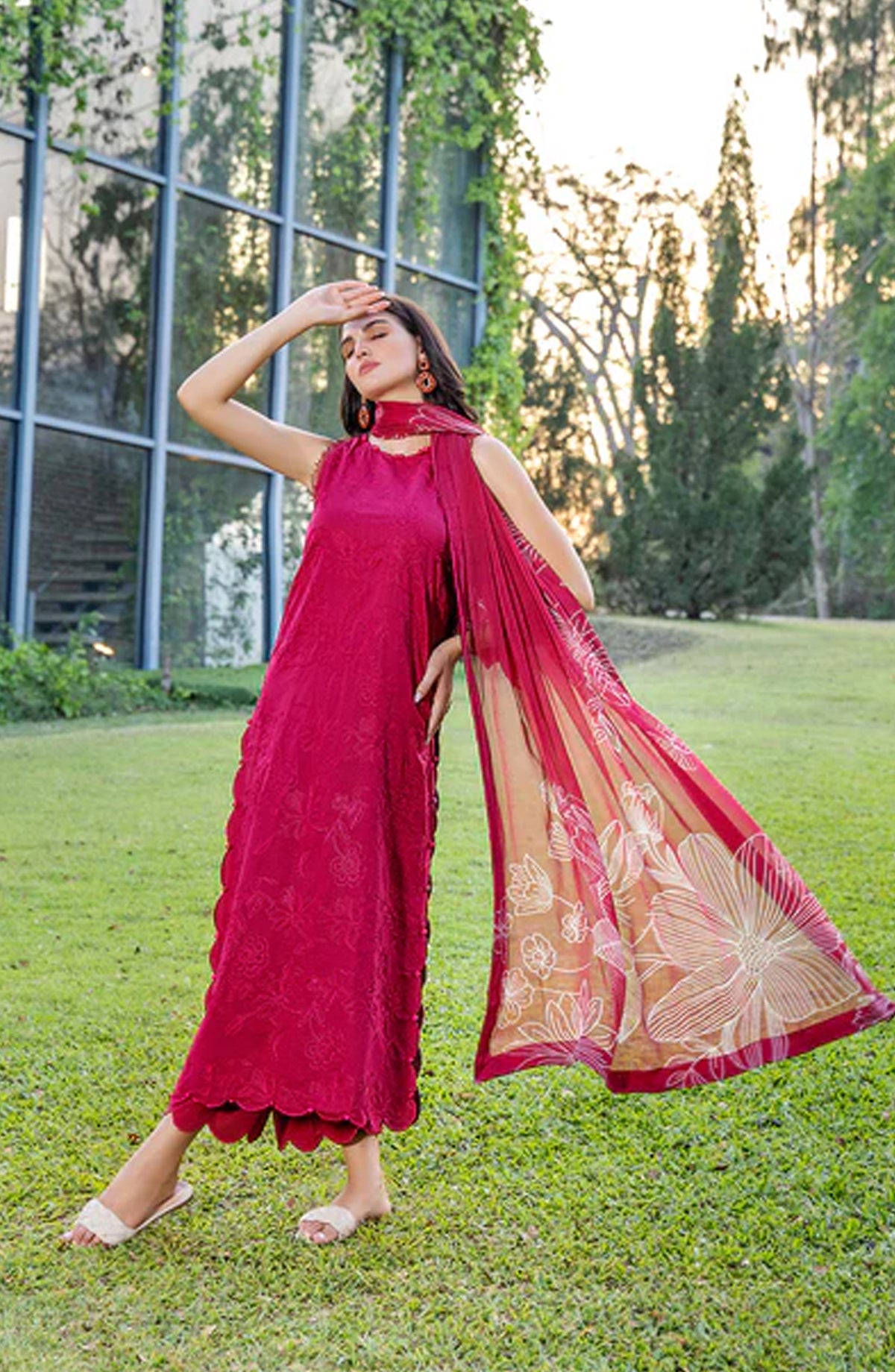 Sole by Sanam Saeed Embroidered Lawn Unstitched 3 Piece Suit - 01 CIRO - SS26MCE - Pink - Summer Collection