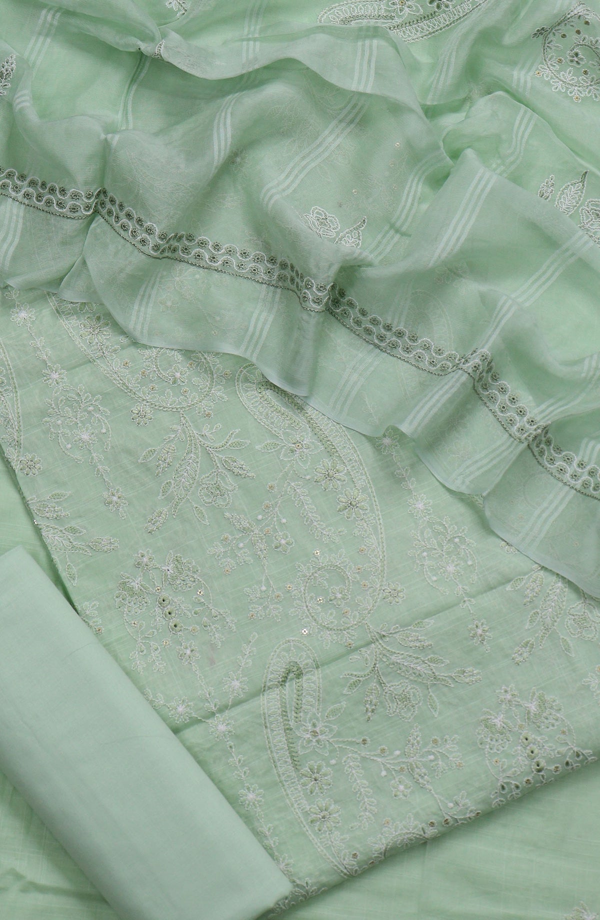 S Chandi by Amna Khadija Fine Embroidered Lawn Unstitched 3 Piece Suit - Design-01 - AM25SND - Green - Summer Collection