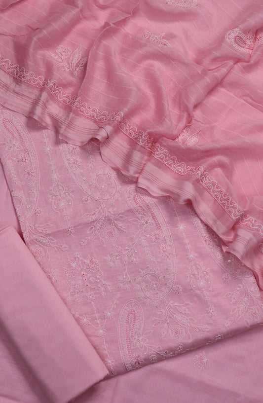 S Chandi by Amna Khadija Fine Embroidered Lawn Unstitched 3 Piece Suit - Design-02 - AM25SND - Pink - Summer Collection