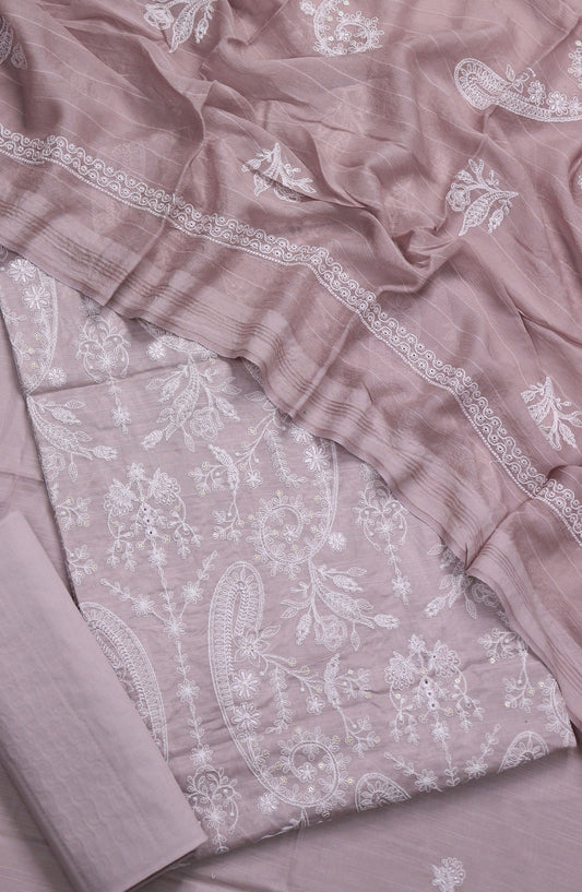 S Chandi by Amna Khadija Fine Embroidered Lawn Unstitched 3 Piece Suit - Design-05 - AM25SND - Purple - Summer Collection