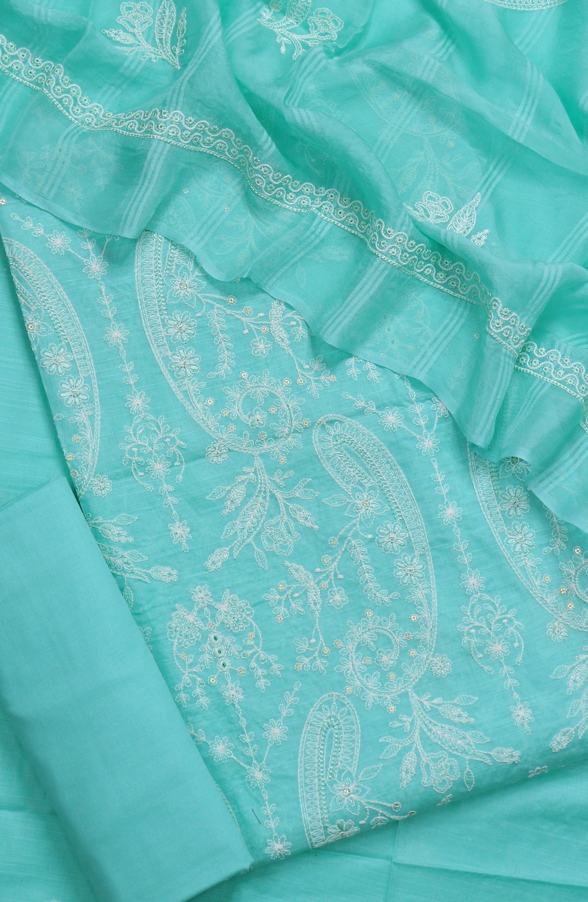 S Chandi by Amna Khadija Fine Embroidered Lawn Unstitched 3 Piece Suit - Design-06 - AM25SND - Blue - Summer Collection
