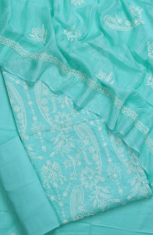S Chandi by Amna Khadija Fine Embroidered Lawn Unstitched 3 Piece Suit - Design-06 - AM25SND - Blue - Summer Collection