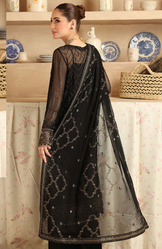 Sonehri by Ramsha Embroidered Chiffon Unstitched 3 Piece Suit - BB-206 - RM25SOHN - Black - Formals Collection