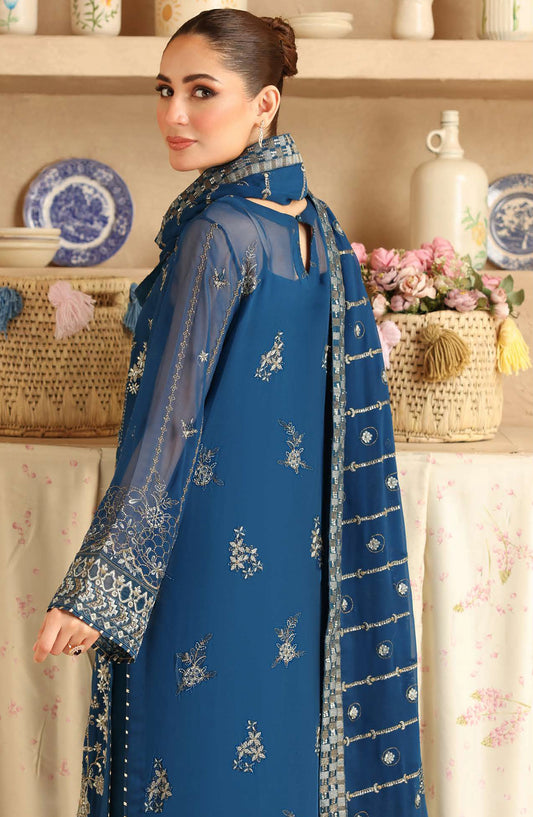 Sonehri by Ramsha Embroidered Chiffon Unstitched 3 Piece Suit - BB-202 - RM25SOHN - Blue - Formals Collection