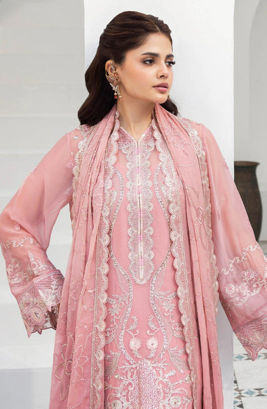 Sonehri by Ramsha Embroidered Chiffon Unstitched 3 Piece Suit - BB-303 - RM26STR - Pink - Festive Collection