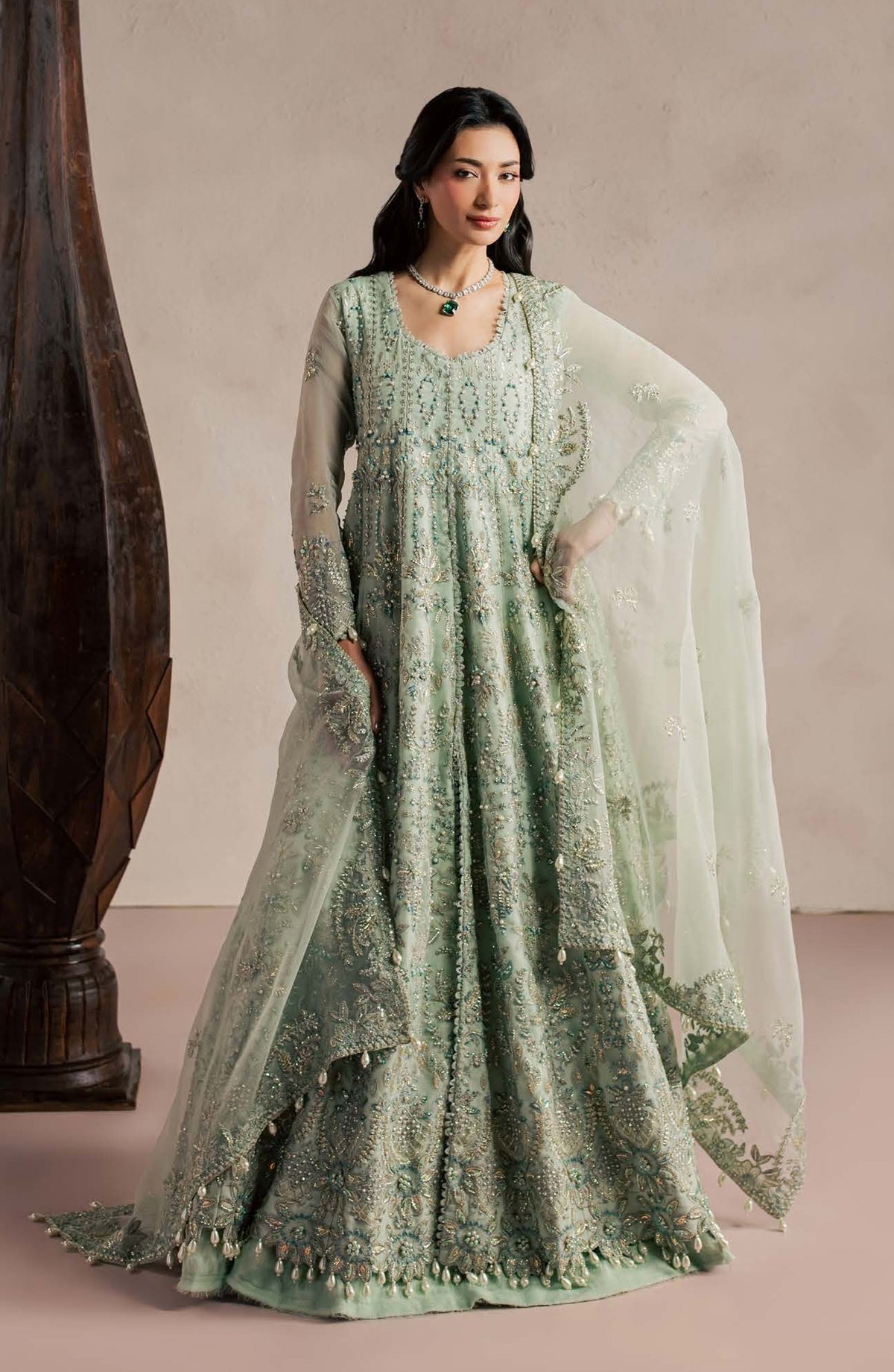 Sorelle by Aylin Luxury Embroidered Organza Unstitched 3 Piece Suit - D-05 Celine - AYL26SOR - Green - Festive Collection