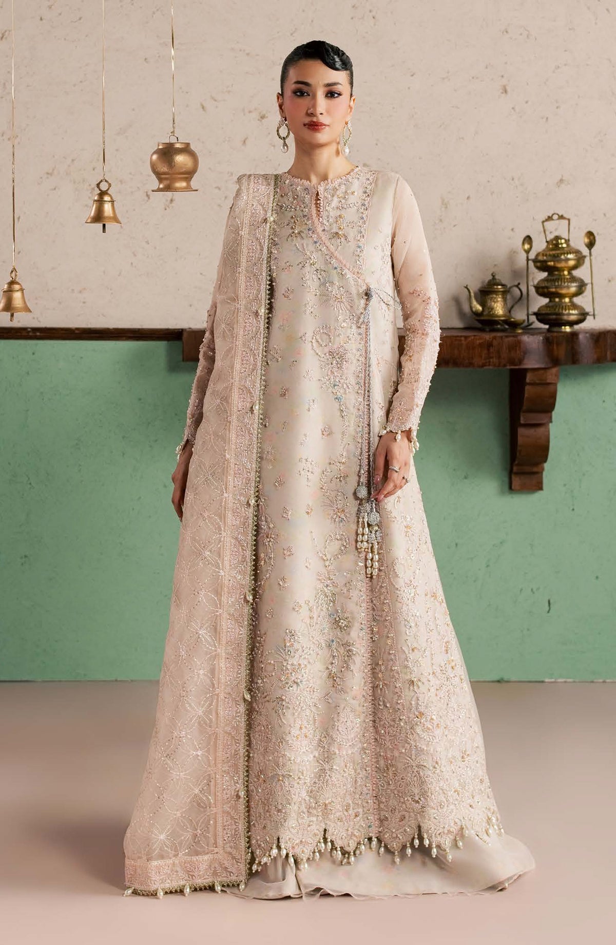 Sorelle by Aylin Luxury Embroidered Organza Unstitched 3 Piece Suit - D-04 Bellissa - AYL26SOR - Fawn - Festive Collection