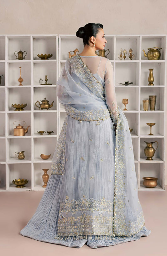 Sorelle by Aylin Luxury Embroidered Organza Unstitched 3 Piece Suit - D-03 Azura - AYL26SOR - Blue - Festive Collection