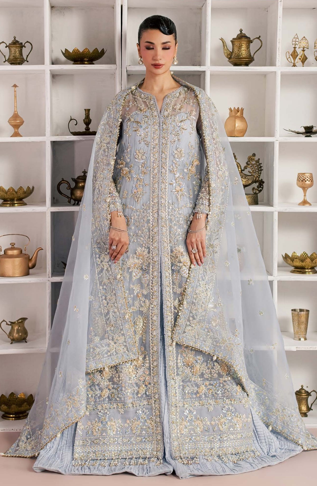 Sorelle by Aylin Luxury Embroidered Organza Unstitched 3 Piece Suit - D-03 Azura - AYL26SOR - Blue - Festive Collection