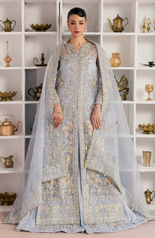 Sorelle by Aylin Luxury Embroidered Organza Unstitched 3 Piece Suit - D-03 Azura - AYL26SOR - Blue - Festive Collection