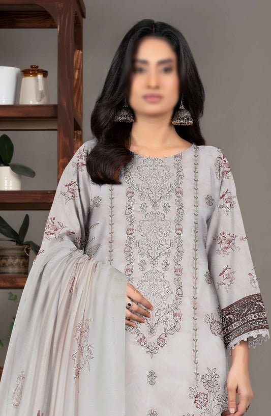 Spehora by Al Karim Embroidered Lawn Unstitched 3 Piece Suit - D-09 - AK26SPR - Grey - Summer Collection