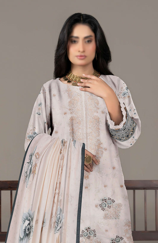 Spehora by Al Karim Embroidered Lawn Unstitched 3 Piece Suit - D-07 - AK26SPR - Fawn - Summer Collection