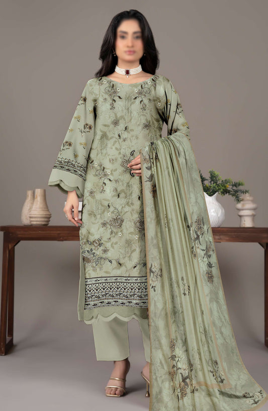 Spehora by Al Karim Embroidered Lawn Unstitched 3 Piece Suit - D-05 - AK26SPR - Green - Summer Collection