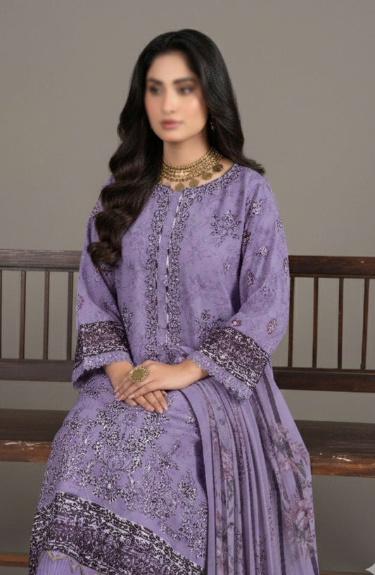 Spehora by Al Karim Embroidered Lawn Unstitched 3 Piece Suit - D-03 - AK26SPR - Purple - Summer Collection
