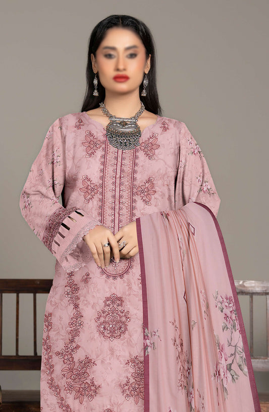 Spehora by Al Karim Embroidered Lawn Unstitched 3 Piece Suit - D-01 - AK26SPR - Pink - Summer Collection