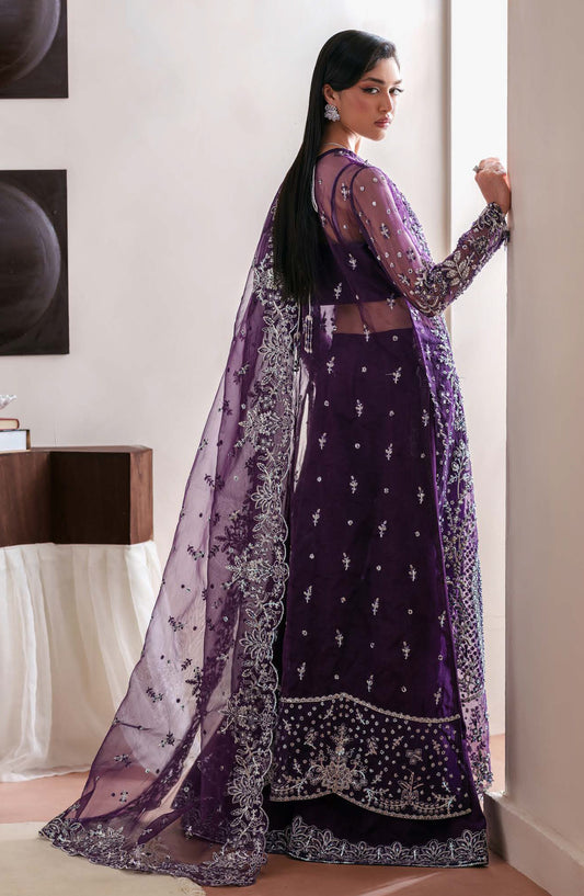 Starlit Jewels by Emaan Adeel Embroidered Organza Unstitched 3 Piece Suit - 08 Tourmaline - ED26STJ - Purple - Festive Collection