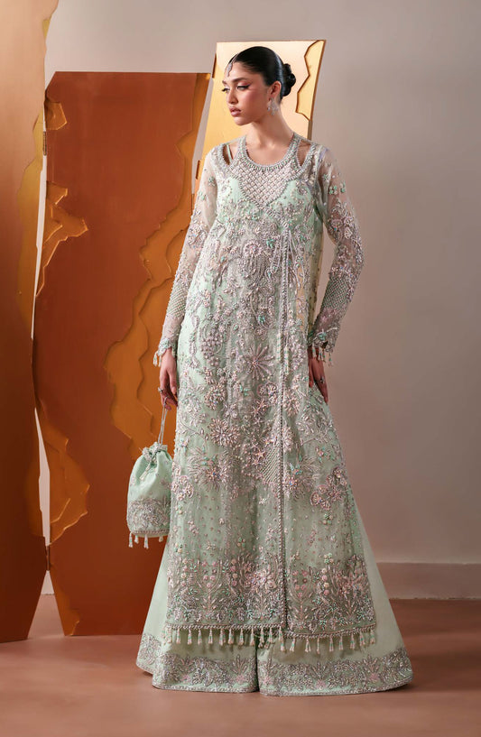 Starlit Jewels by Emaan Adeel Embroidered Organza Unstitched 3 Piece Suit - 06 Moonstone Gleam - ED26STJ - Green - Festive Collection