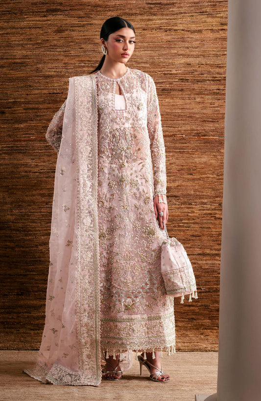 Starlit Jewels by Emaan Adeel Embroidered Organza Unstitched 3 Piece Suit - 05 Pearl Essence - ED26STJ - White - Festive Collection