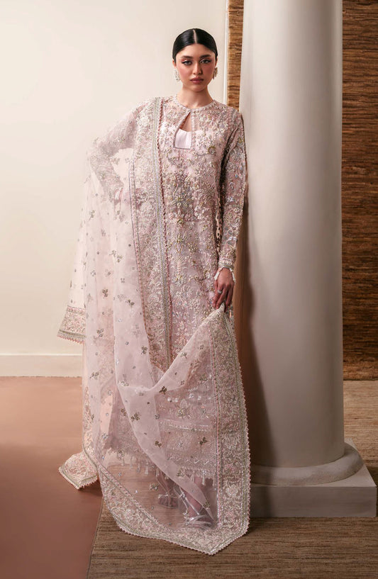 Starlit Jewels by Emaan Adeel Embroidered Organza Unstitched 3 Piece Suit - 05 Pearl Essence - ED26STJ - White - Festive Collection