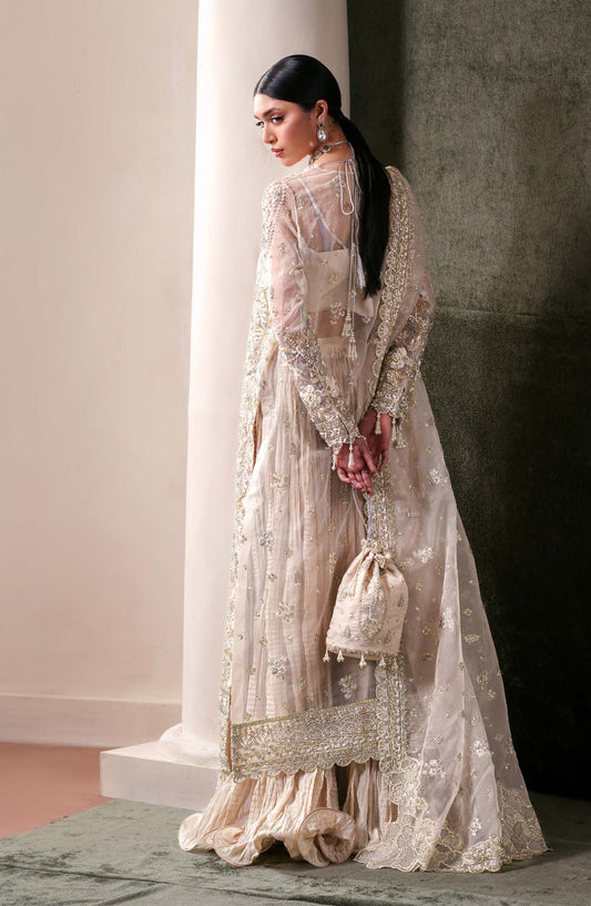 Starlit Jewels by Emaan Adeel Embroidered Organza Unstitched 3 Piece Suit - 03 Howlit - ED26STJ - Fawn - Festive Collection