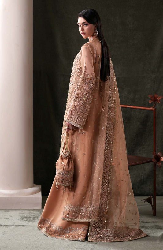 Starlit Jewels by Emaan Adeel Embroidered Organza Unstitched 3 Piece Suit - 02 Hessonite - ED26STJ - Rust - Festive Collection
