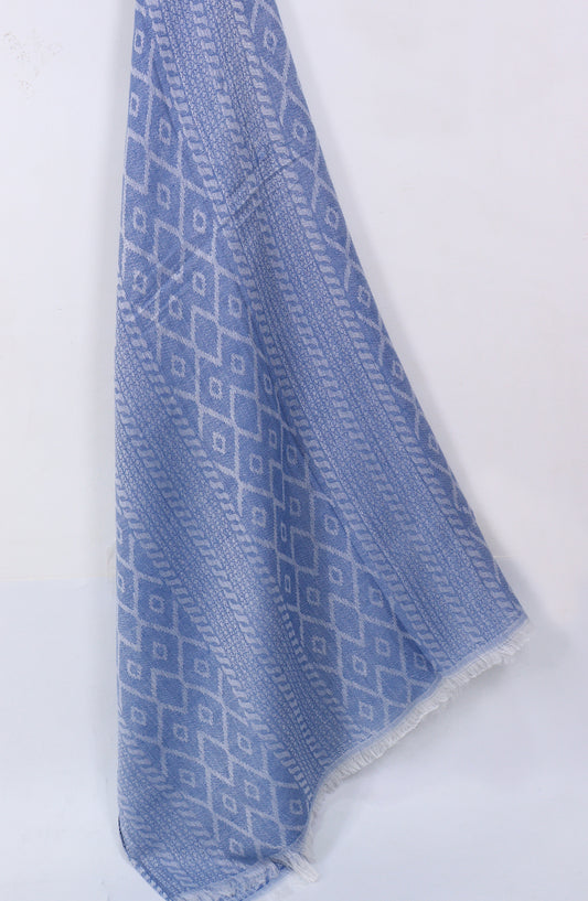 Amna Khadija Premium Twill Jacquard Stole Design-11 - AM25OLT - Blue - Summer Collection