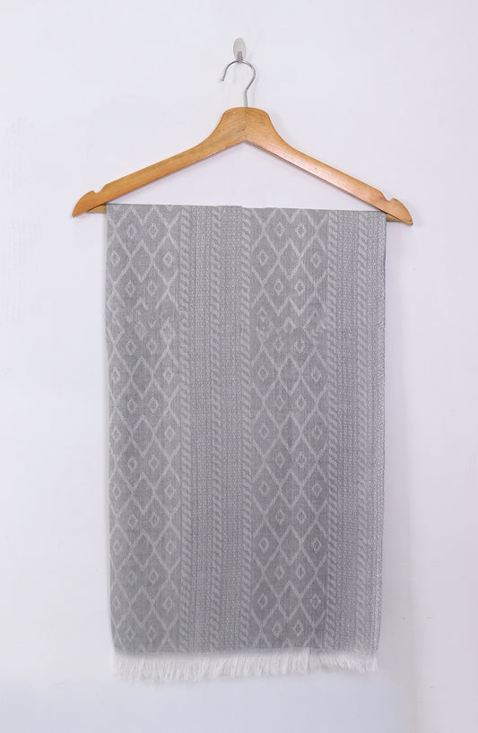 Amna Khadija Premium Twill Jacquard Stole Design-12 - AM25OLT - Grey - Summer Collection