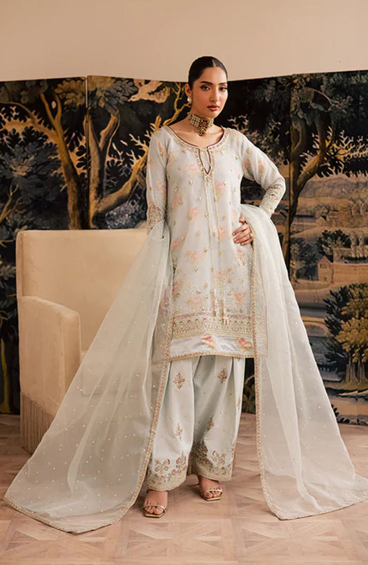 Suave by Emaan Adeel Embroidered Organza Unstitched 3 Piece Suit - ELAIN - ED25SVF - Blue - Festive Collection