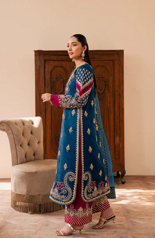 Suave by Emaan Adeel Embroidered Organza Unstitched 3 Piece Suit - AVOIR - ED25SVF - Blue - Festive Collection