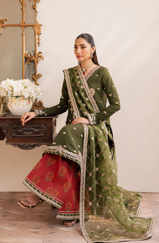 Suave by Emaan Adeel Embroidered Chiffon Unstitched 3 Piece Suit - ORAYA - ED25SVF - Green - Festive Collection