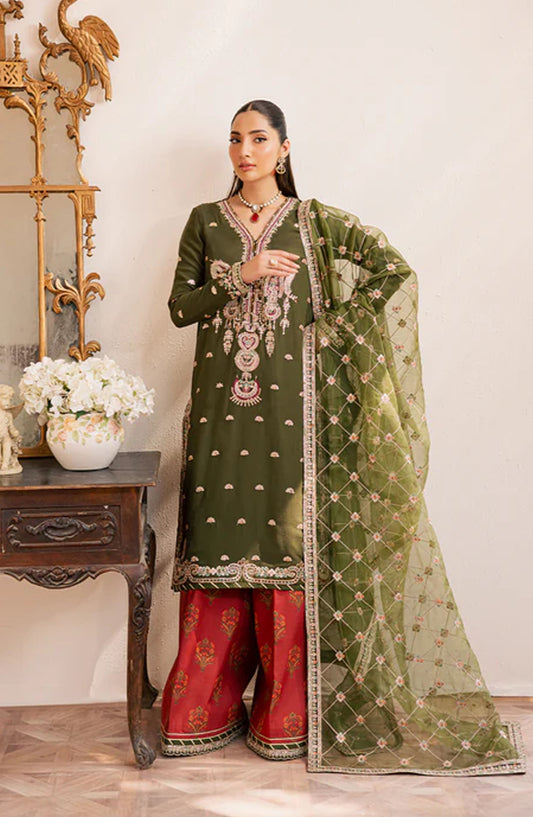Suave by Emaan Adeel Embroidered Chiffon Unstitched 3 Piece Suit - ORAYA - ED25SVF - Green - Festive Collection