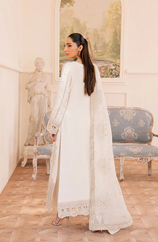 Suave by Emaan Adeel Embroidered Chiffon Unstitched 3 Piece Suit - EZELLE - ED25SVF - White - Festive Collection