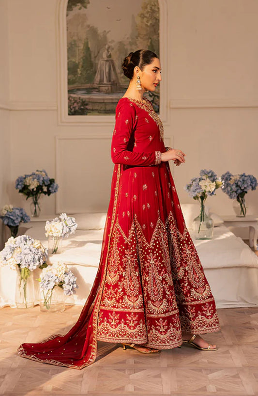 Suave by Emaan Adeel Embroidered Chiffon Unstitched 3 Piece Suit - CIREL - ED25SVF - Red - Festive Collection