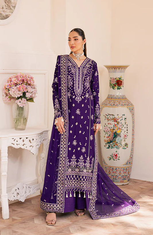 Suave by Emaan Adeel Embroidered Chiffon Unstitched 3 Piece Suit - CALAIS - ED25SVF - Purple - Festive Collection