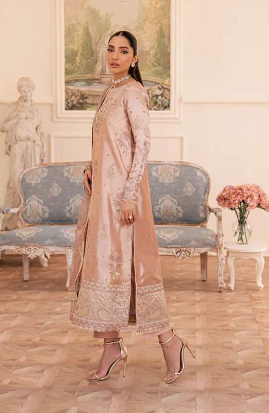 Suave by Emaan Adeel Embroidered Mesoury Unstitched 3 Piece Suit - VELITH - ED25SVF - Peach - Festive Collection