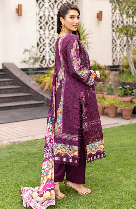 Sub Rang by Al Karim Embroidered Lawn Unstitched 3 Piece Suit - DP-2825 - AK26SUBR - Purple - Summer Collection
