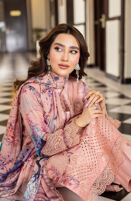 Sub Rang by Al Karim Embroidered Lawn Unstitched 3 Piece Suit - DP-2823 - AK26SUBR - Pink - Summer Collection