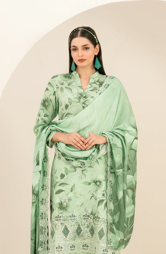 Suhana by Tawakkal Fabrics Embroidered Viscose Unstitched 3 Piece Suit - D-4900 - TF25SUHN - Green - Winter Collection
