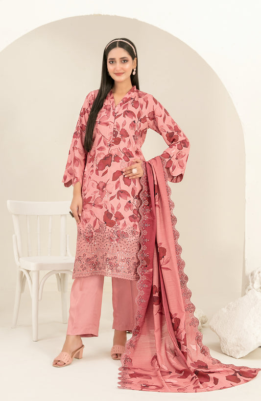 Suhana by Tawakkal Fabrics Embroidered Viscose Unstitched 3 Piece Suit - D-4898 - TF25SUHN - Pink - Winter Collection
