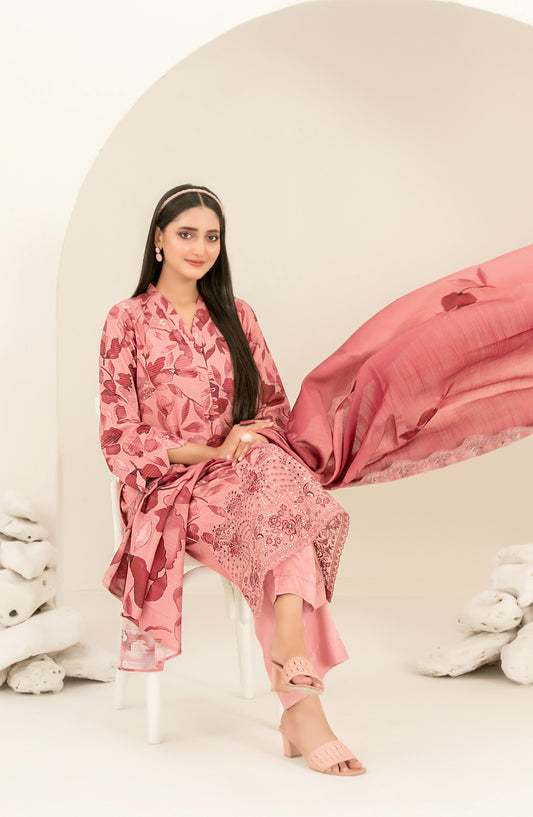 Suhana by Tawakkal Fabrics Embroidered Viscose Unstitched 3 Piece Suit - D-4898 - TF25SUHN - Pink - Winter Collection