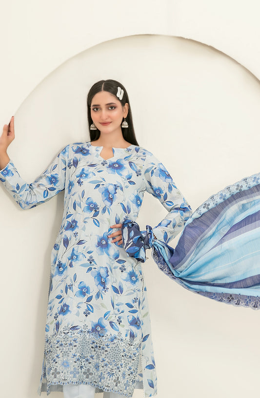 Suhana by Tawakkal Fabrics Embroidered Viscose Unstitched 3 Piece Suit - D-4897 - TF25SUHN - Blue - Winter Collection