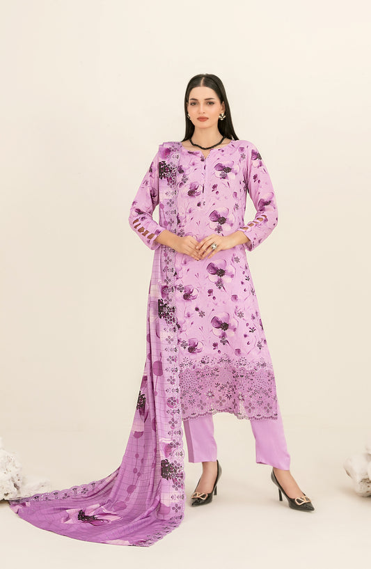 Suhana by Tawakkal Fabrics Embroidered Viscose Unstitched 3 Piece Suit - D-4894 - TF25SUHN - Purple - Winter Collection