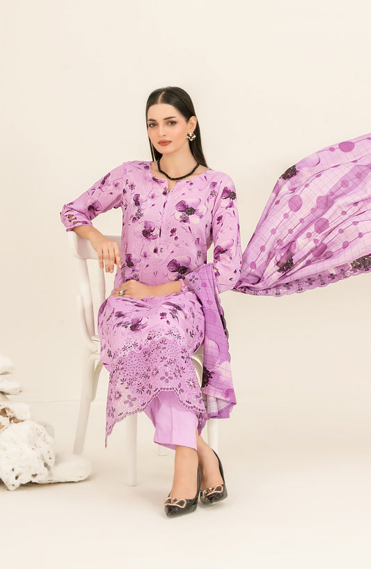 Suhana by Tawakkal Fabrics Embroidered Viscose Unstitched 3 Piece Suit - D-4894 - TF25SUHN - Purple - Winter Collection