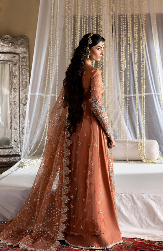 Sultaniya by Akbar Aslam Luxury Embroidered Organza Unstitched 3 Piece Suit - Meherun - AKA25SULT - Peach - Formals Collection