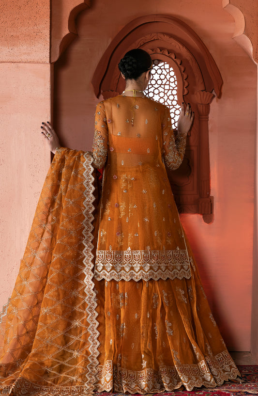 Sultaniya by Akbar Aslam Luxury Embroidered Organza Unstitched 3 Piece Suit - Zareen - AKA25SULT - Orange - Formals Collection