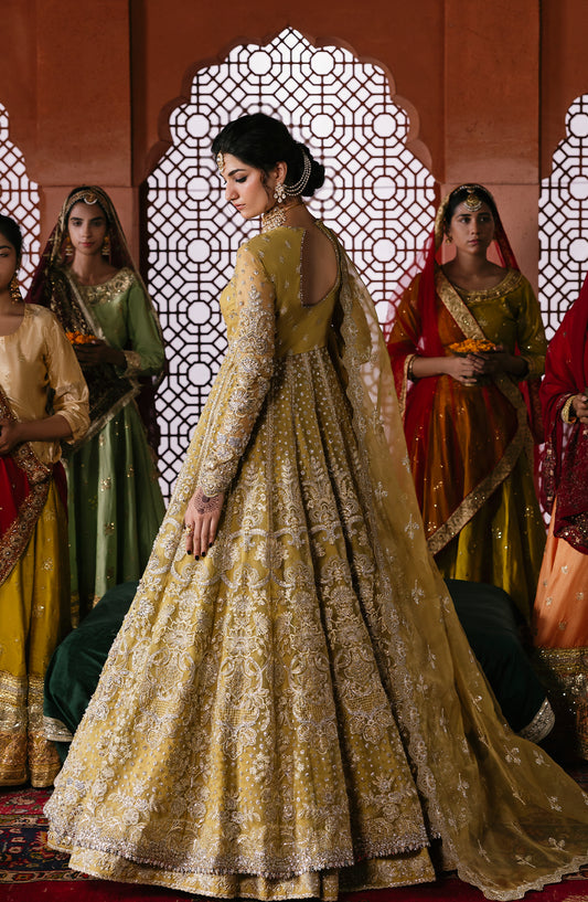 Sultaniya by Akbar Aslam Luxury Embroidered Organza Unstitched 3 Piece Suit - Roshanara - AKA25SULT - Mustard - Formals Collection