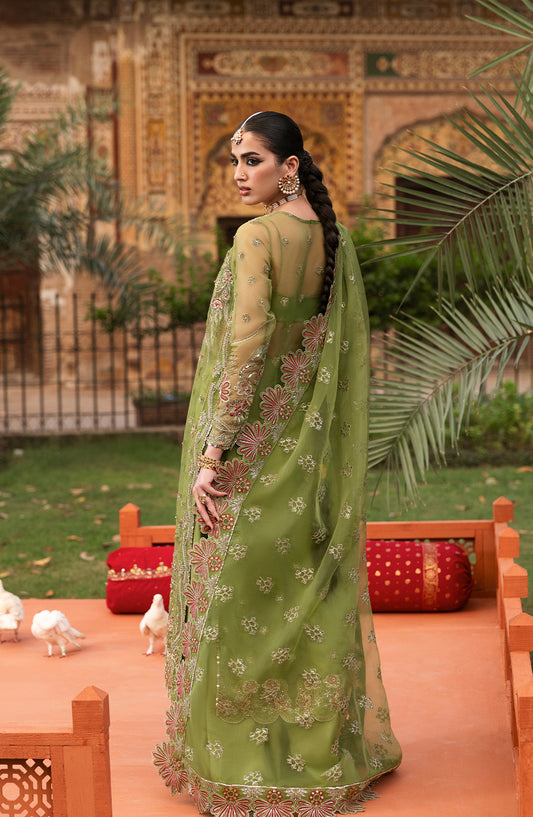 Sultaniya by Akbar Aslam Luxury Embroidered Organza Unstitched 3 Piece Suit - Ambenrin - AKA25SULT - Green - Formals Collection