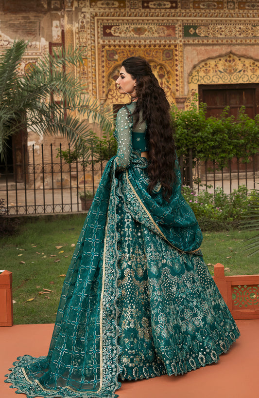 Sultaniya by Akbar Aslam Luxury Embroidered Organza Unstitched 3 Piece Suit - Gulnar - AKA25SULT - Green - Formals Collection