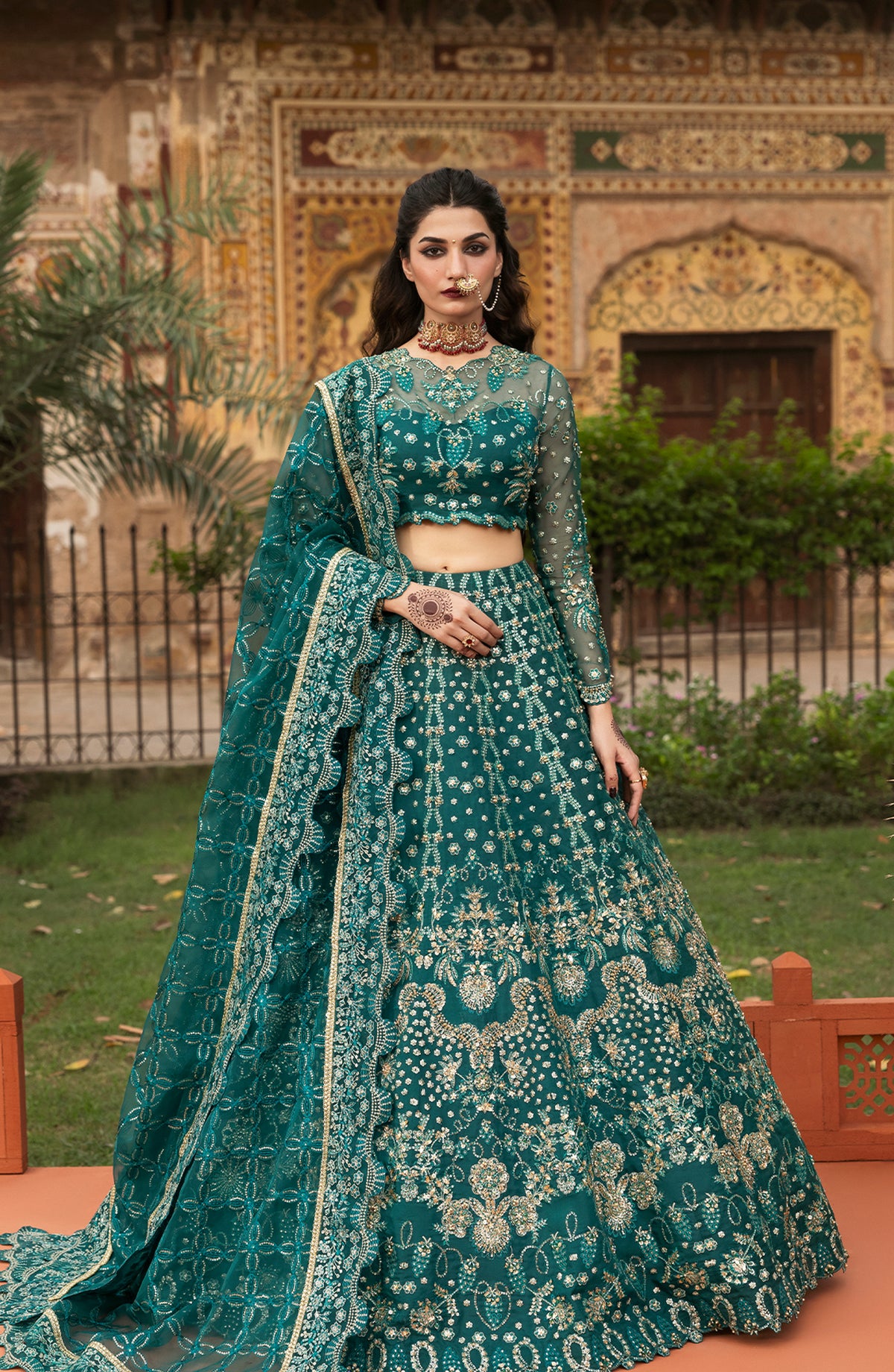 Sultaniya by Akbar Aslam Luxury Embroidered Organza Unstitched 3 Piece Suit - Gulnar - AKA25SULT - Green - Formals Collection