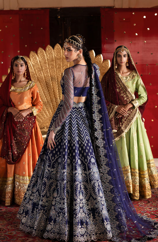 Sultaniya by Akbar Aslam Luxury Embroidered Net Unstitched 3 Piece Suit - Khanzadi - AKA25SULT - Blue - Formals Collection